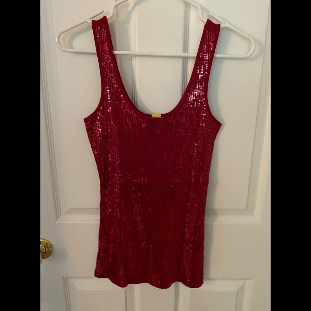 Red sequin tank top from Express